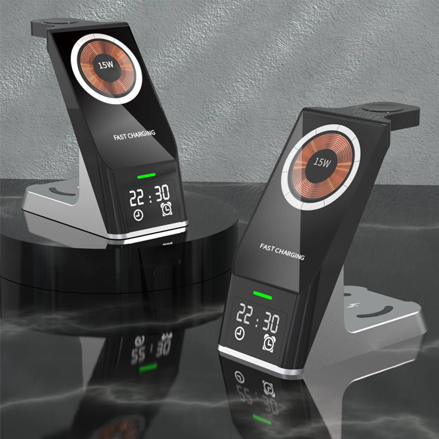 Magnetic Compact Wireless Charger w/ Clock 1