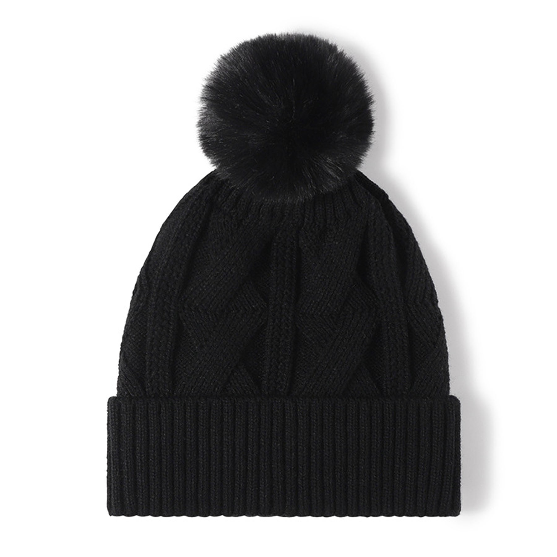 Thick Knitted Hat With Pom 3