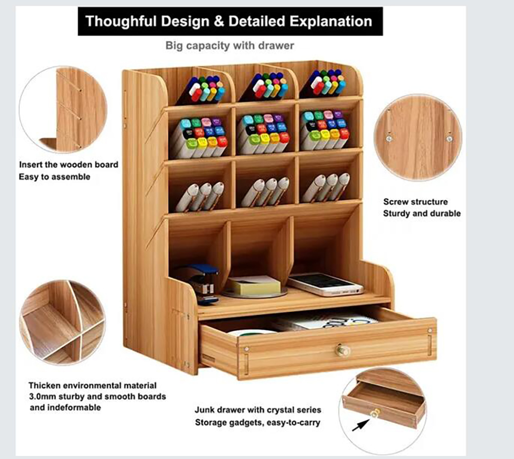 Wooden Desk Storage Box 2