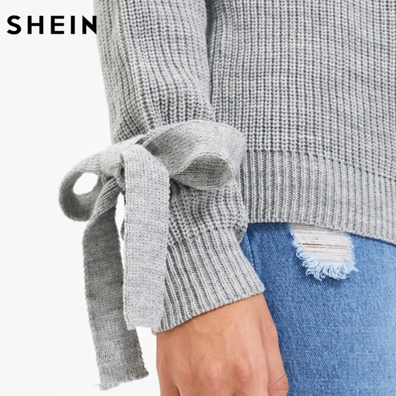 Gray Mesh Drop Tie Jumper: Long Loose Casual Pullover, custom hoodie or sweatshirt with logo imprint 5