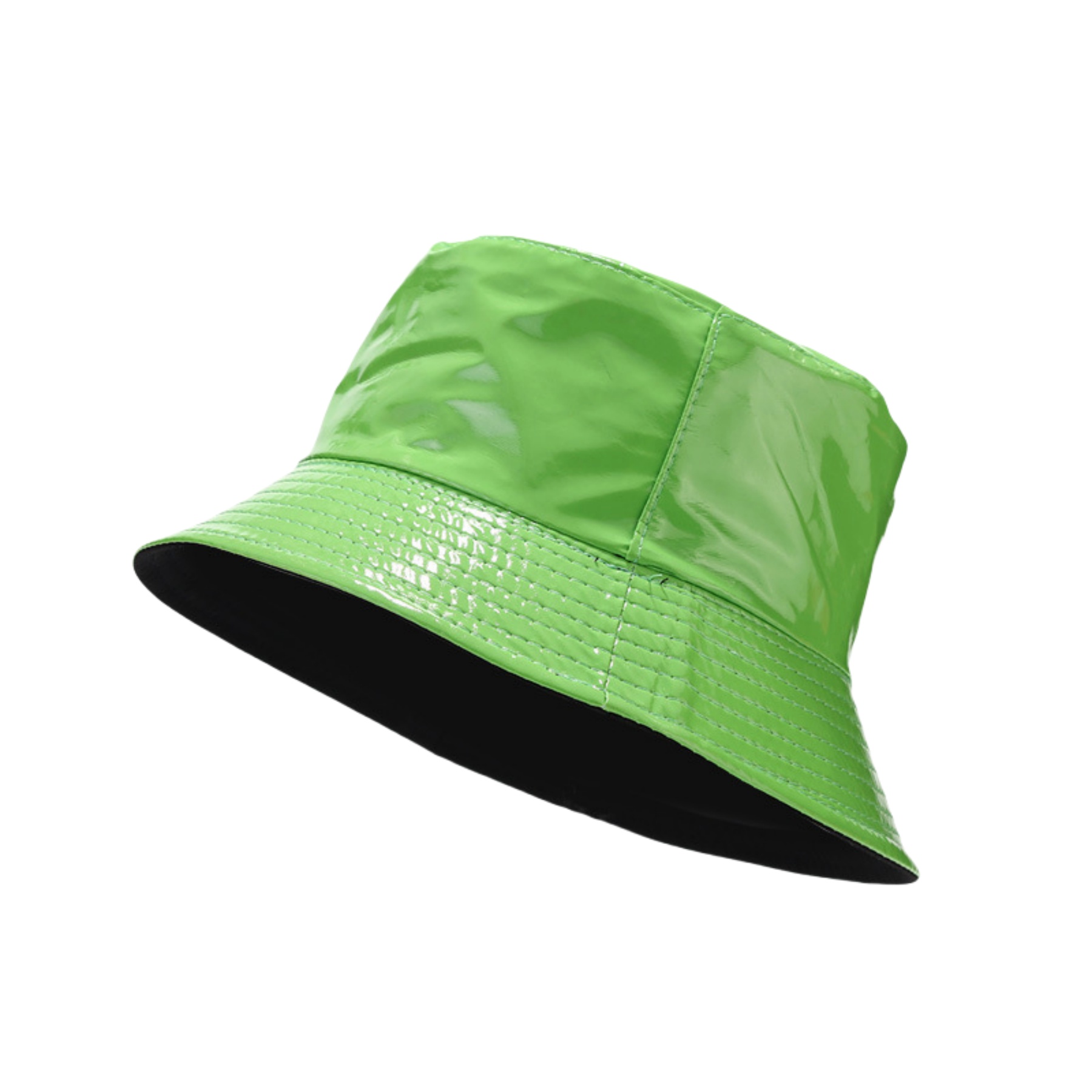 Metallic Bucket PU Hat Trendy WomensReversibleBeach Cap 2