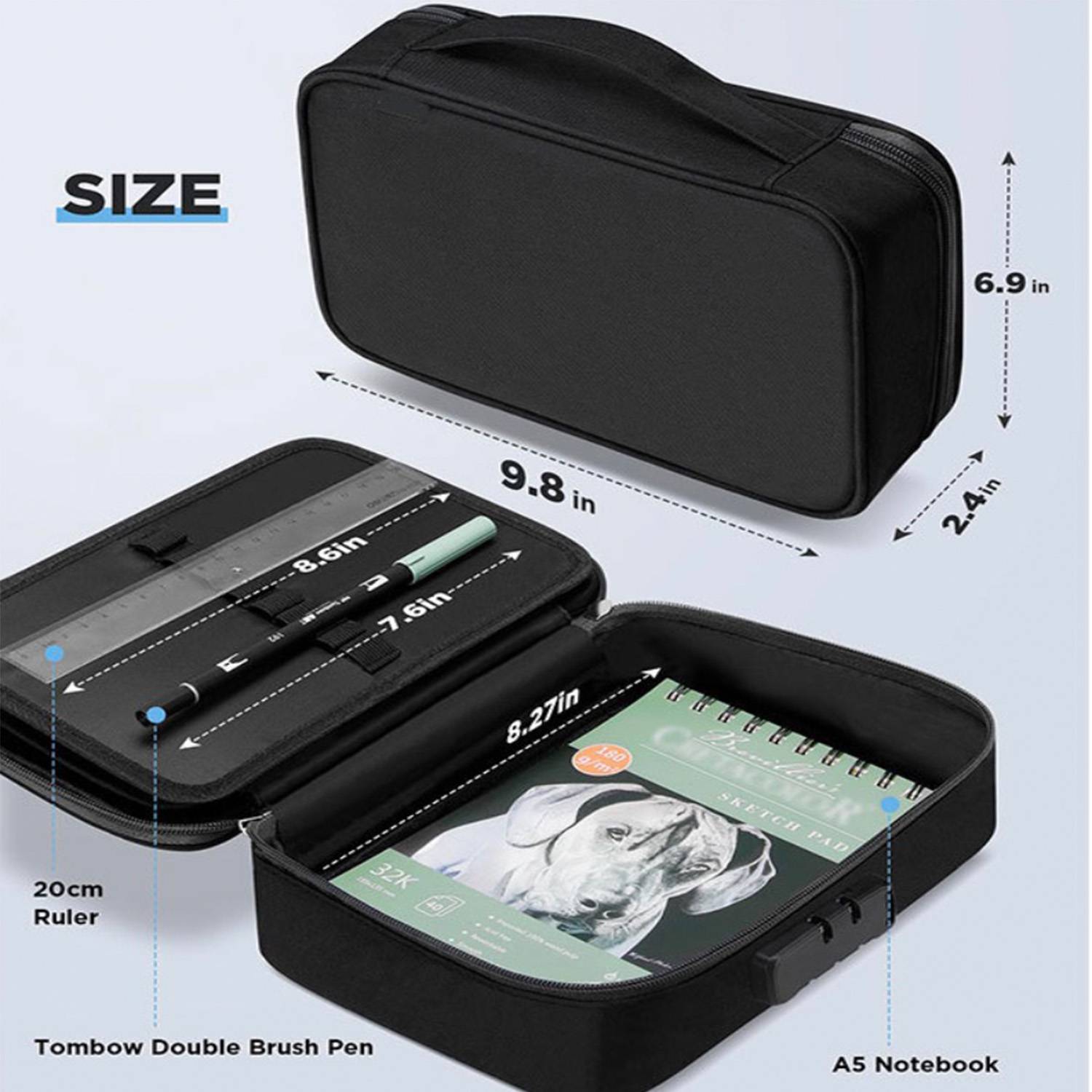 Large Capacity Pencil Pouch Case with Lock 4