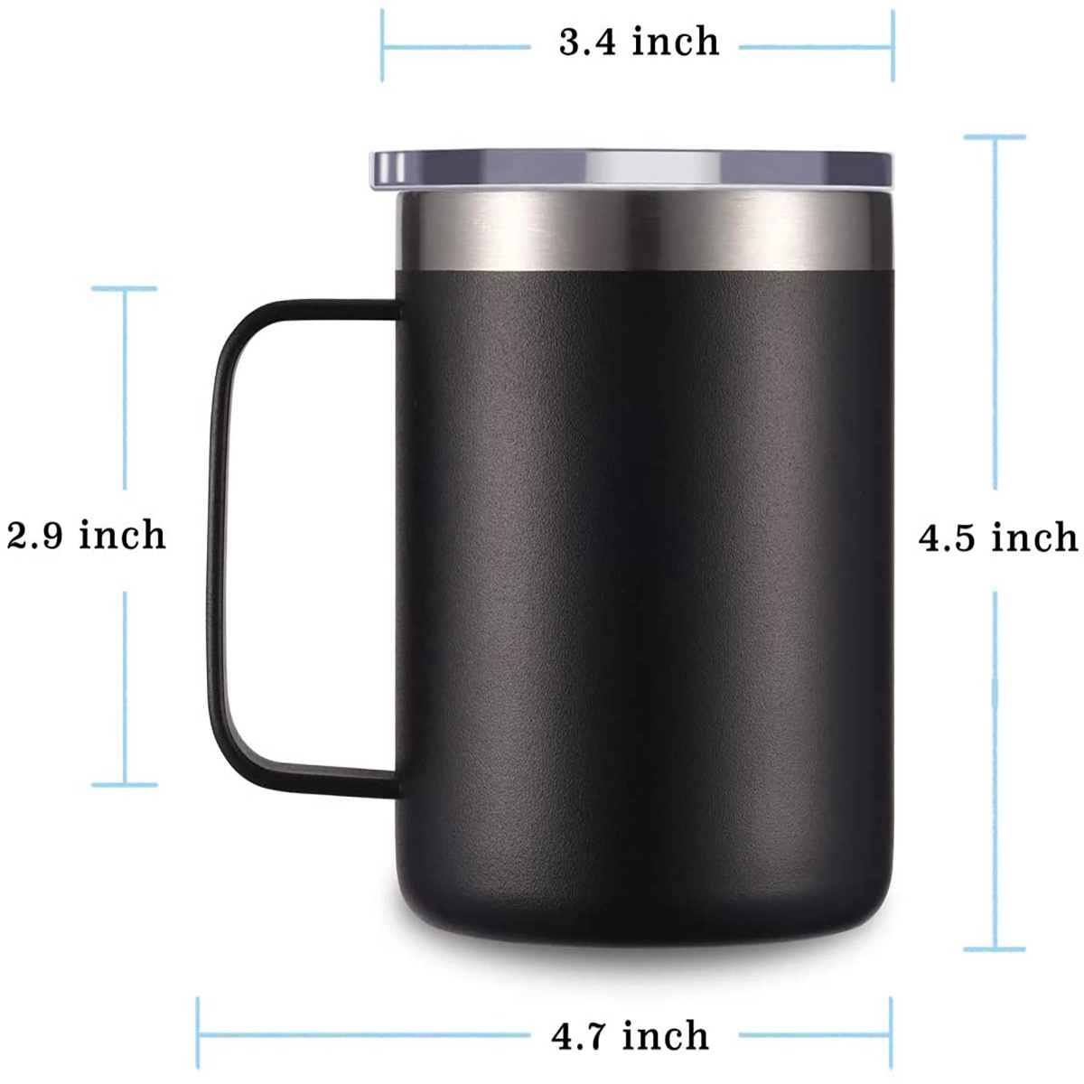 12oz Stainless Steel Coffee Mug Cup with Lid and Handle 1