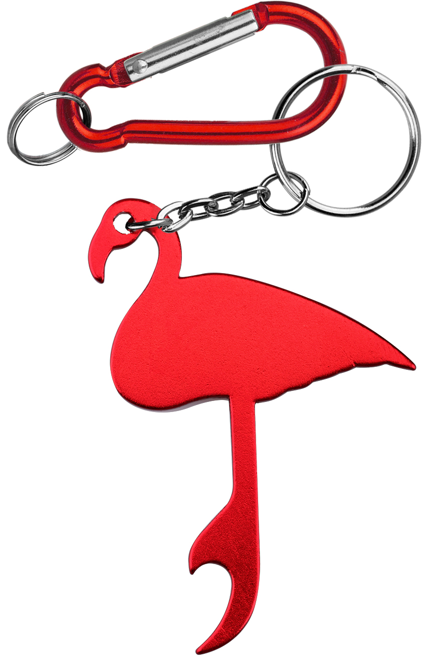 Flamingo Shaped Aluminum Bottle Opener with Key Chain & Carabiner 6