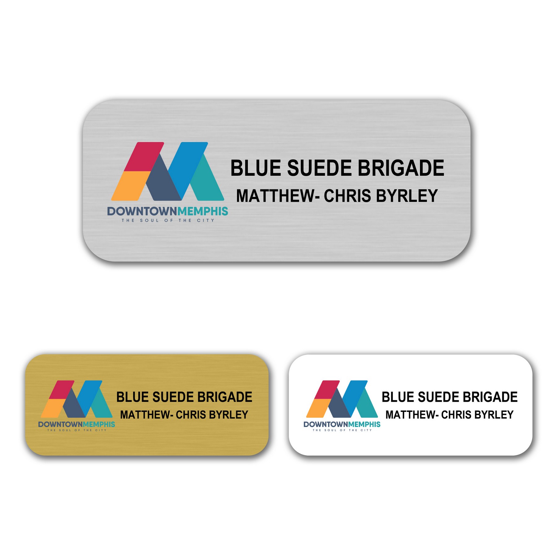 1" Wx3"L Aluminum Name Badge w/Full Color Imprint & Personalization 3