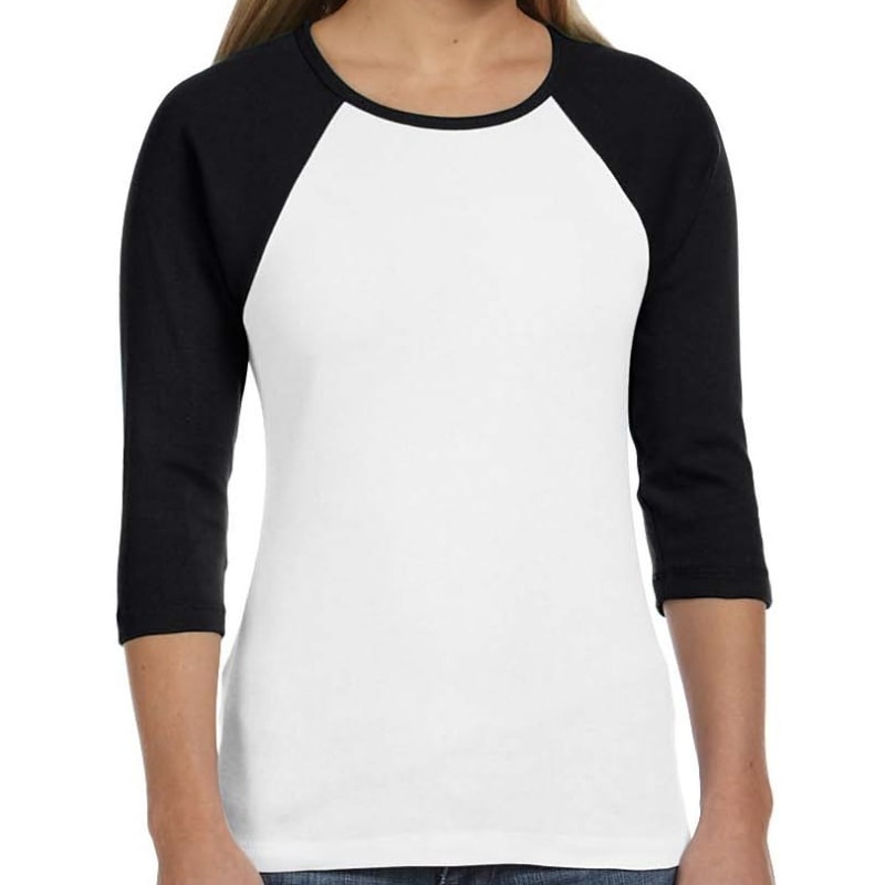 Bella Ladies Stretch Rib 3/4-Sleeve Contrast Raglan T-Shirt 4
