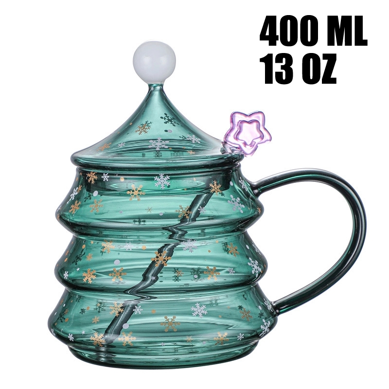 13/16 OZ. Glass Christmas Tree Tea Coffee Mug & Gift Cup 6