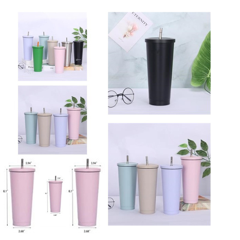 30oz Insulated Vacuum Coffee Straw Stainless Steel Travel Cu