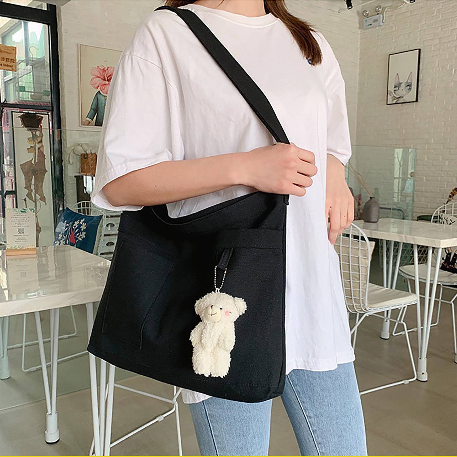 Canvas Zipper Pocket Crossbody Shoulder Bag 11