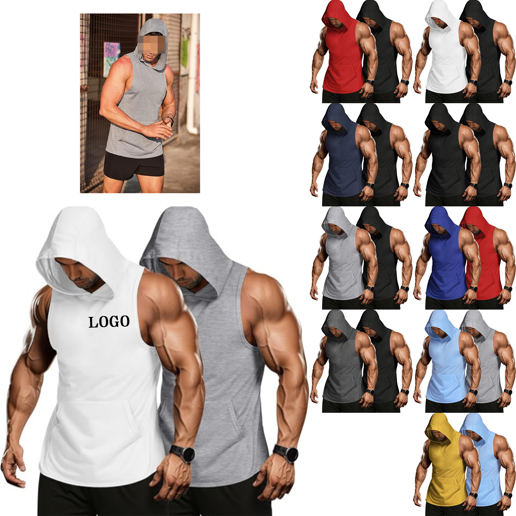 Workout Hoodie Muscle Fitting Sleeveless Shirt 6