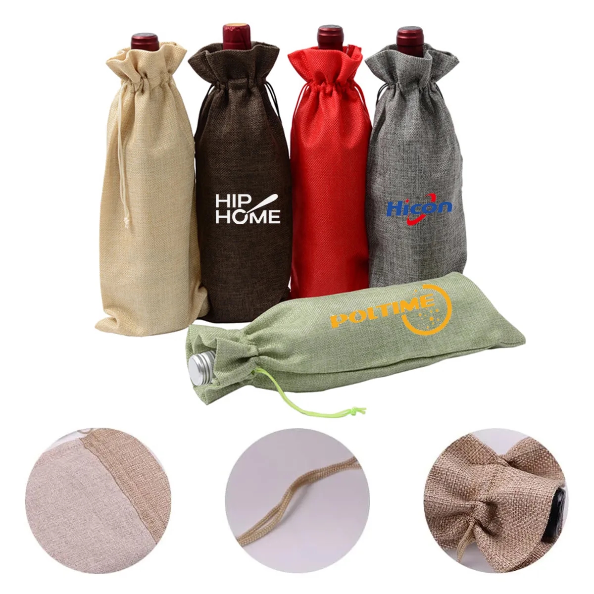 Colorful Burlap Wine Bottle Bag 3