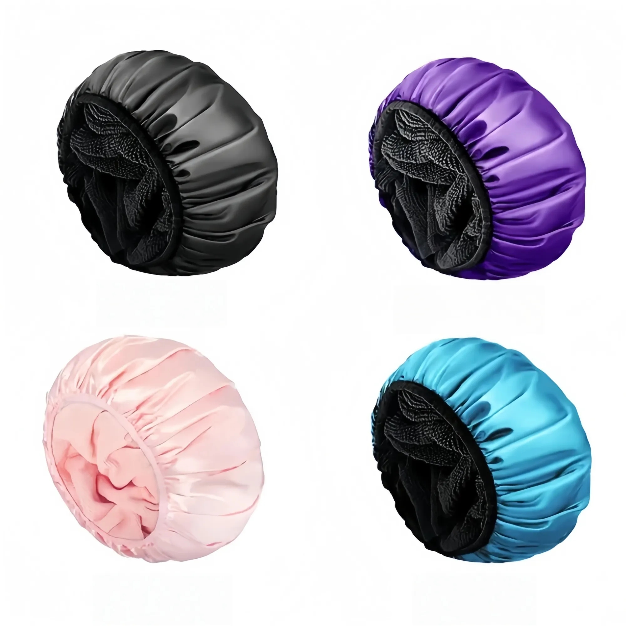Women's Three-Layer Waterproof Shower Cap 4