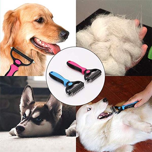2 Sided Undercoat Rake Pet Grooming Brush Tool 3