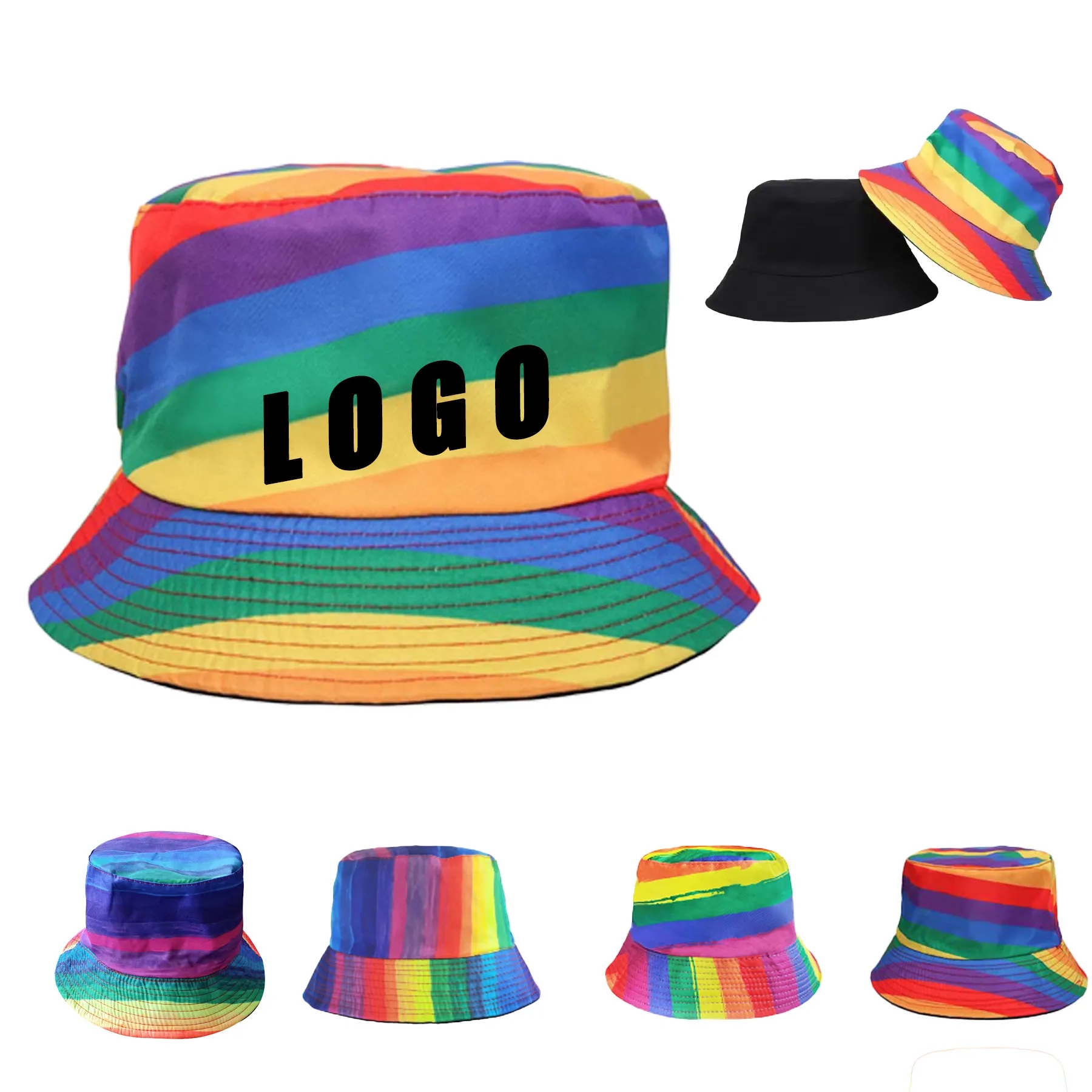 Stylish Tie-Dye Colorblocked Striped Fisherman's Hat 2