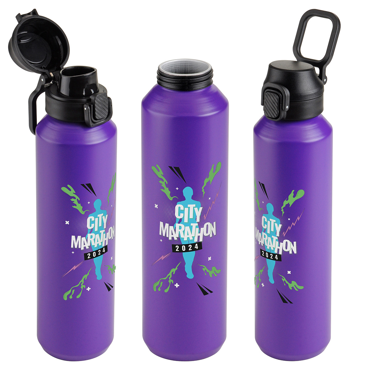 Nexus 27 oz Recycled Aluminum Bottle with Flip-Top Lid and Carabiner 26