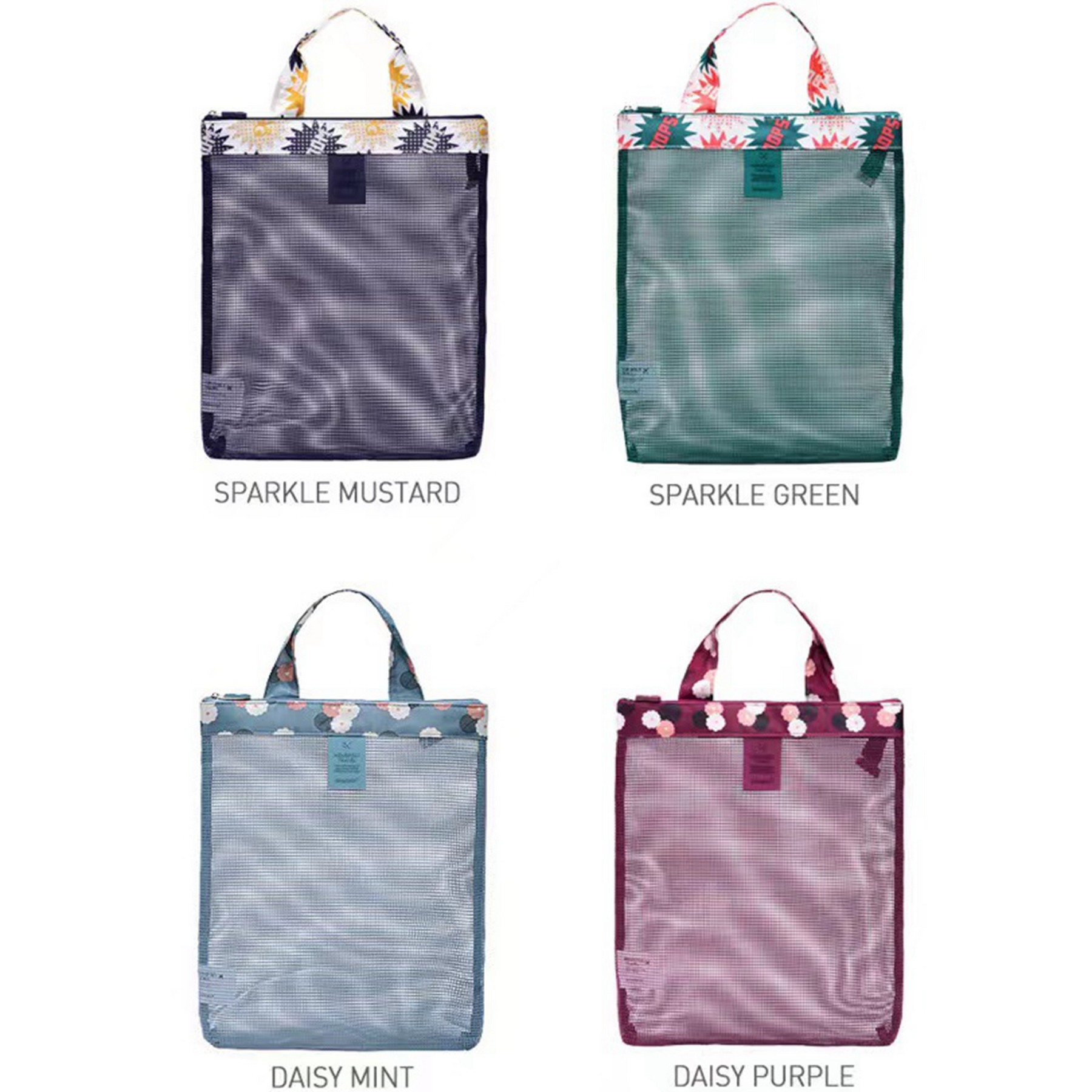 Family Beach Tote Foldable Mesh Bags With Handles 2