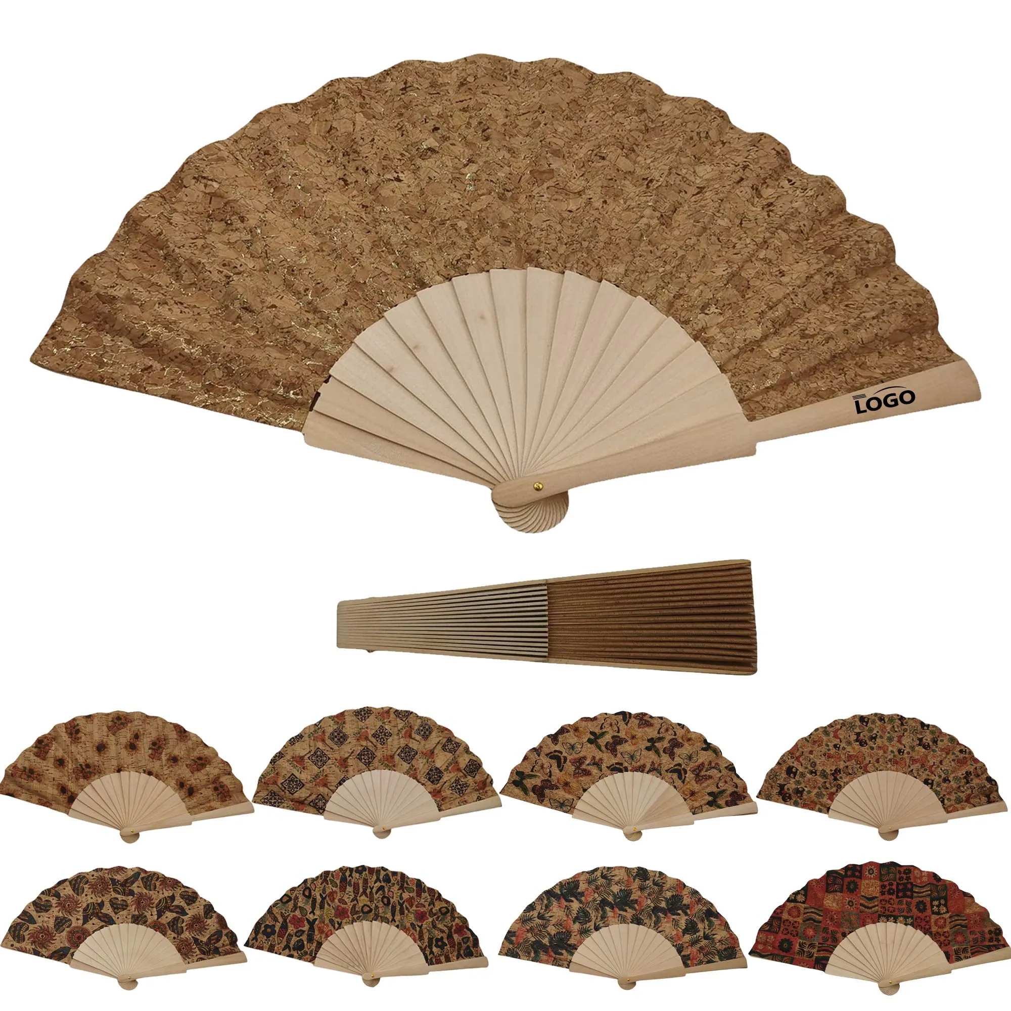 Wooden Cork Folding Hand Fan
