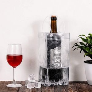 Wine Bottle Cooling Clear Ice Bag with Handle 1