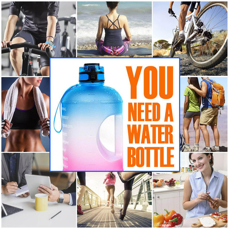 Large Capacity 1 Gallon Motivational Fitness Water Bottle w/Straw 6