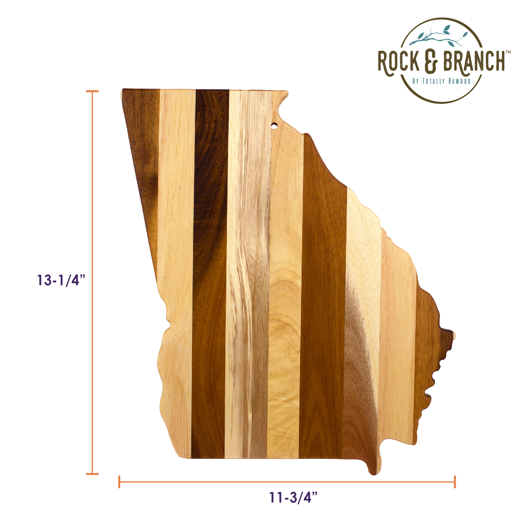 Rock & Branch® Shiplap Series Georgia State Shaped Wood Serving and Cutting Board 7
