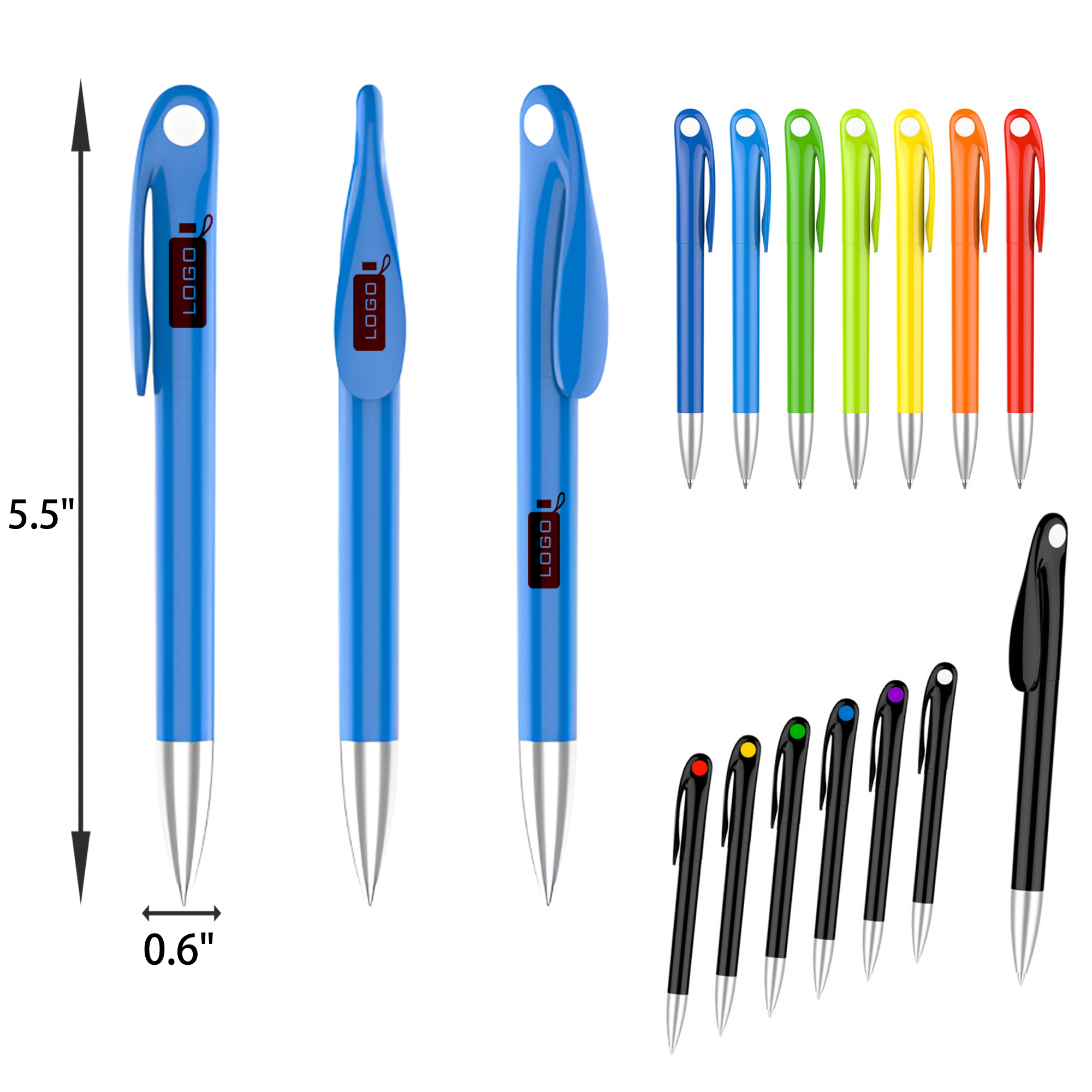 Convenient Clip Plastic Black Ballpoint Pen 5