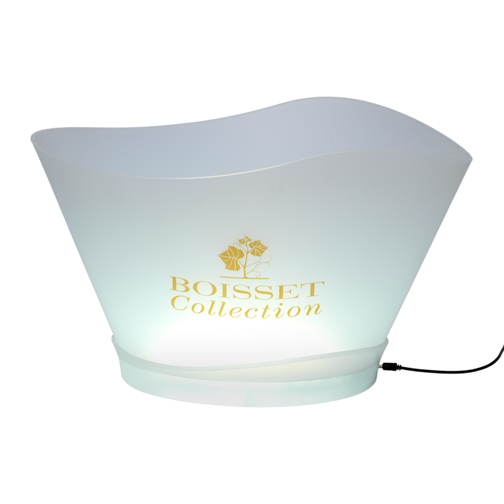 LED Light Ice Bucket, Large White Plastic 3