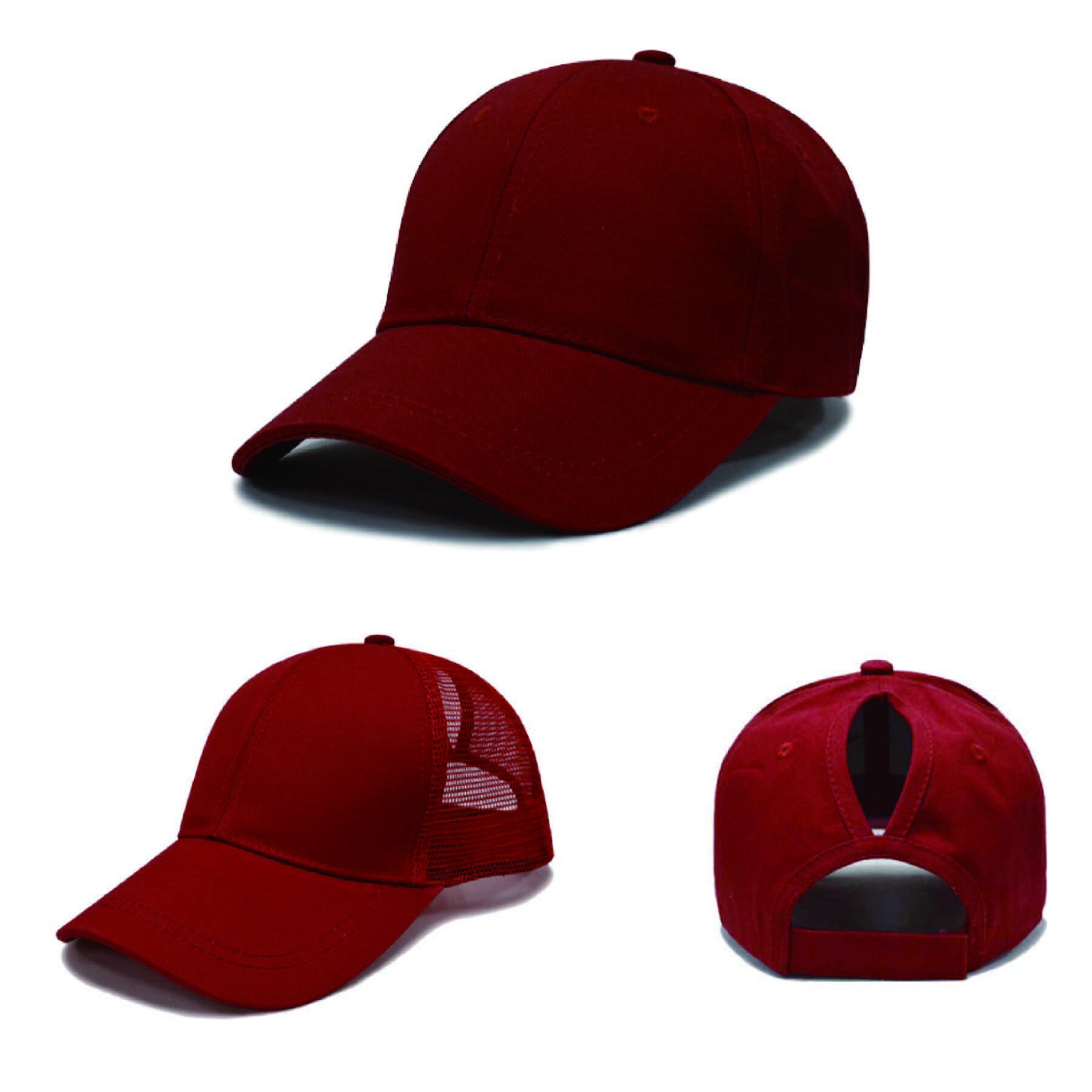 Long Bill Adjustable Woman Baseball Cap With Ponytail Open 3