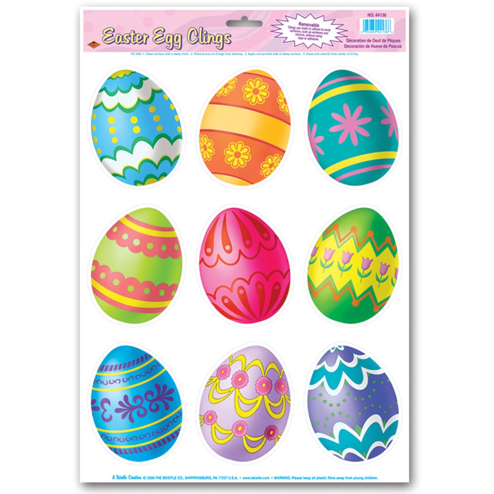Easter Egg Clings - Assorted 9 Stickers 1