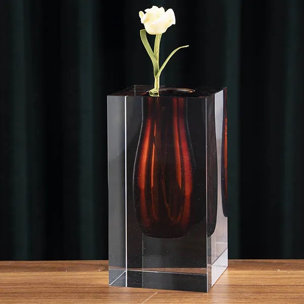 Colored inner double wall crystal bud vase 3