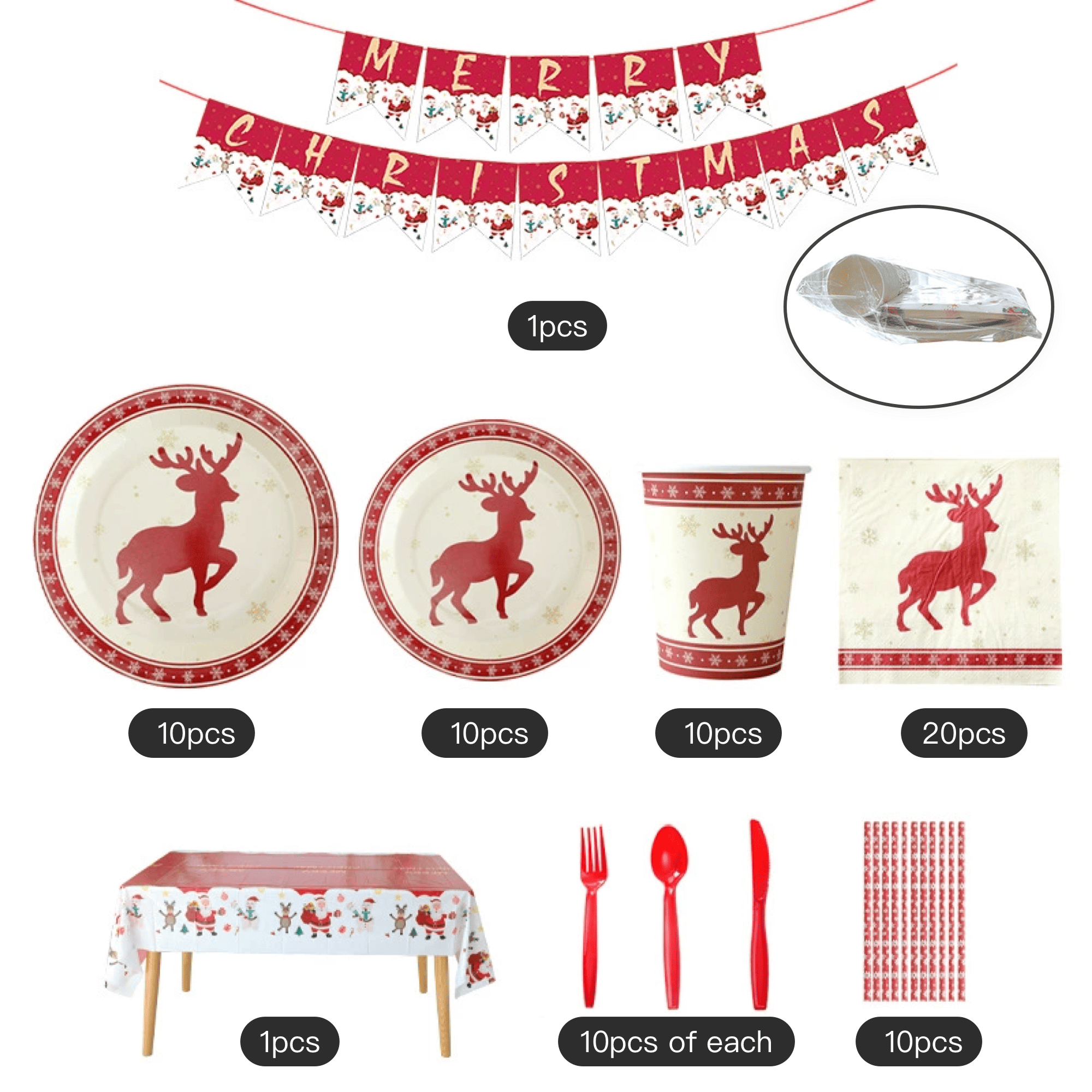 Christmas Disposable Dinnerware Party Kit 6