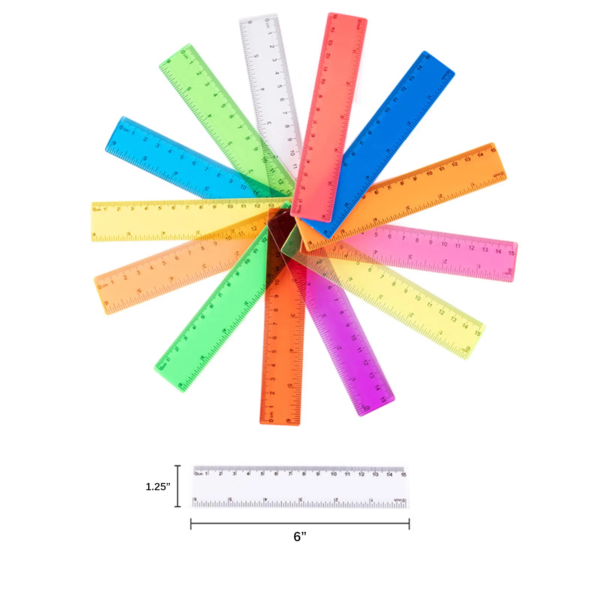 6" Colorful Plastic Transparent Ruler 4