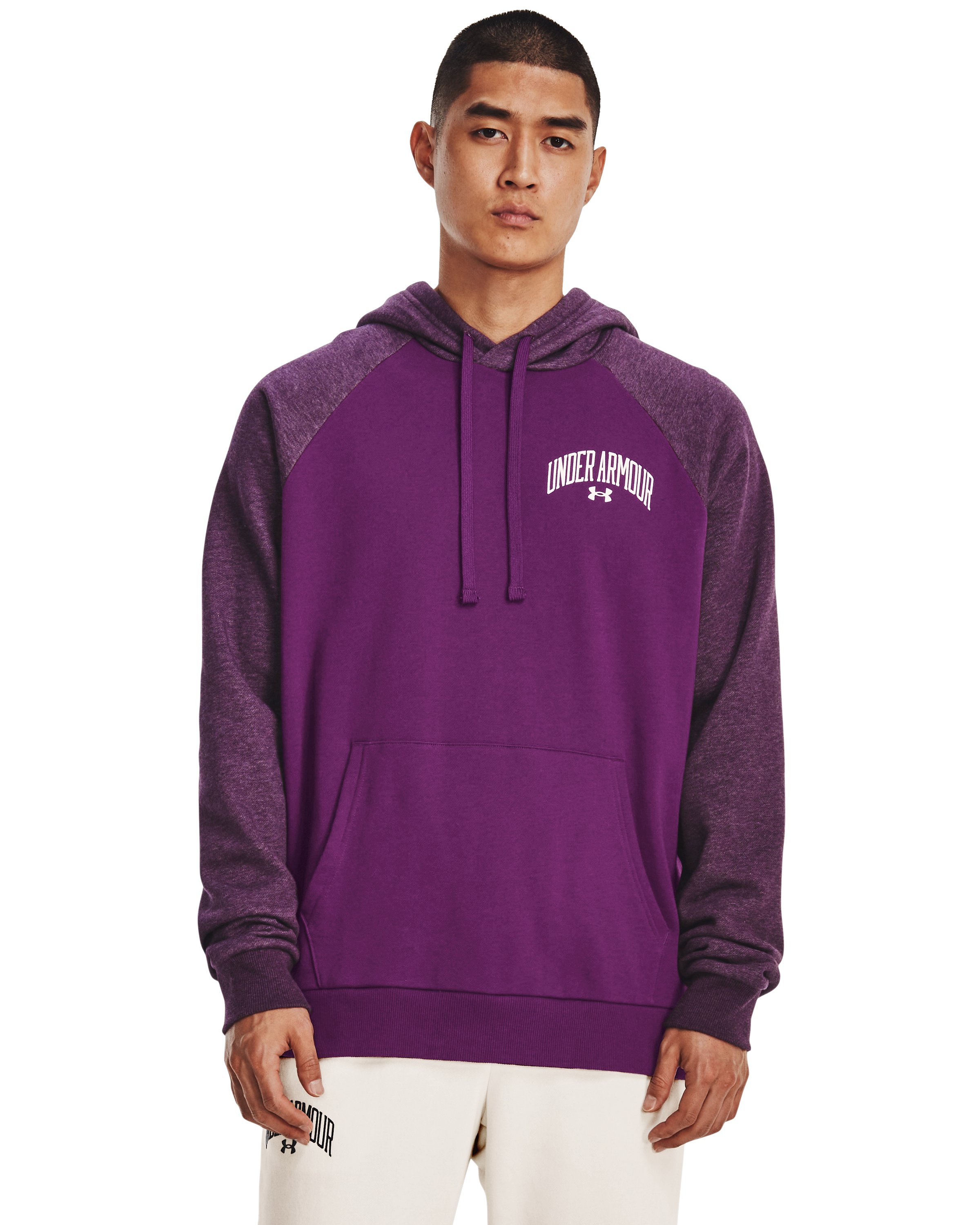 UA Rival Fleece Wordmark Colorblock Men's Hoodie, custom hoodie or sweatshirt with logo imprint 6