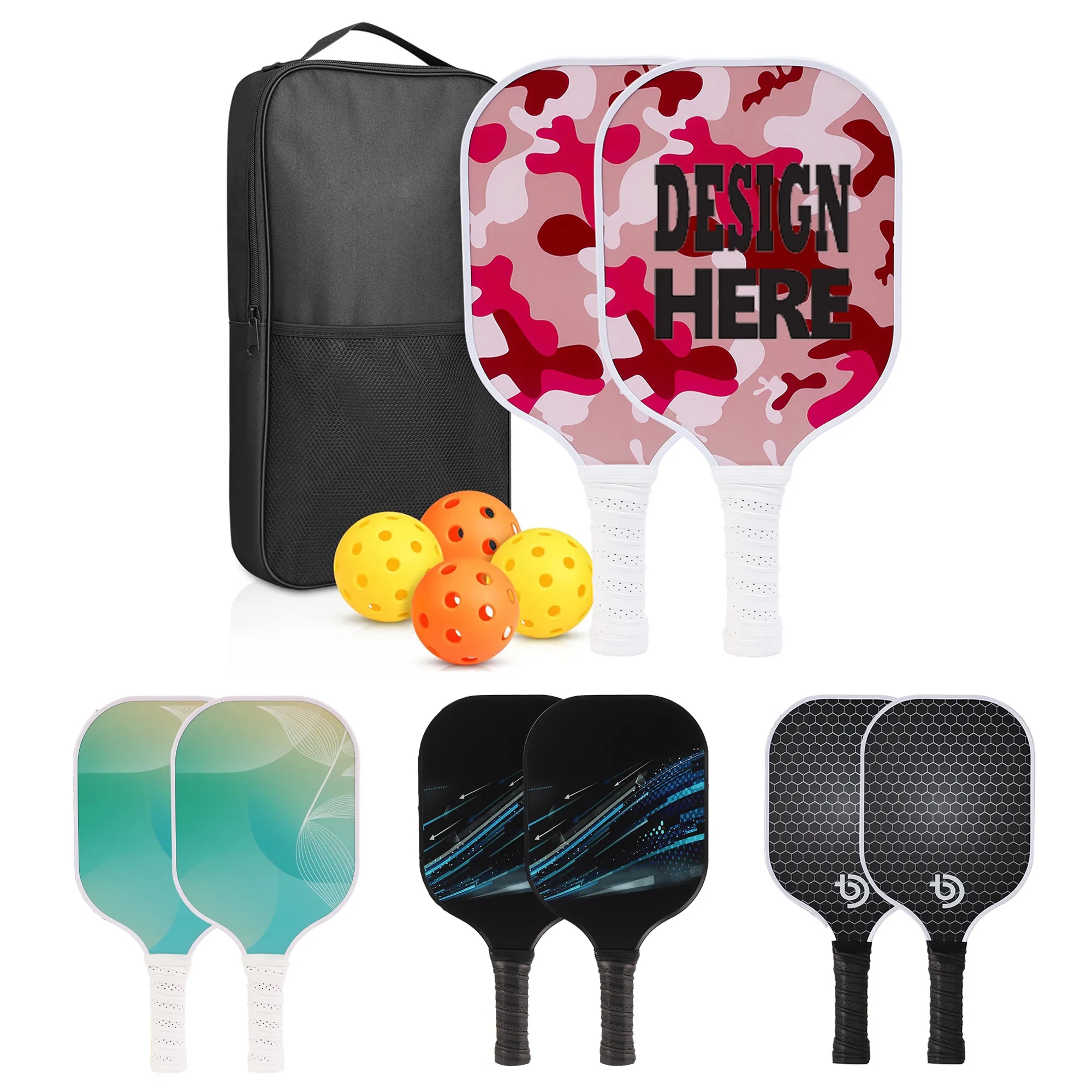 Custom Fiberglass Surface Pickleball Set MOQ 15PCS 3