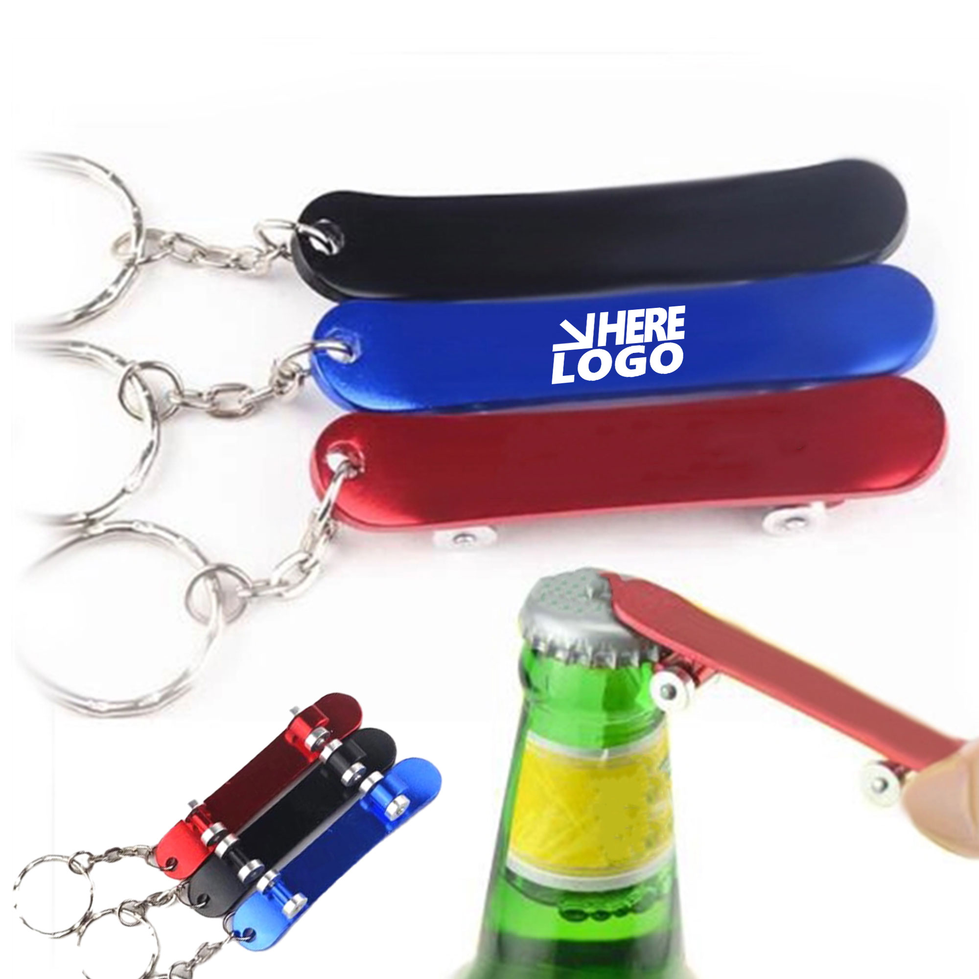 MOQ 20 Skateboard Shape Bottle Opener Keychain 1