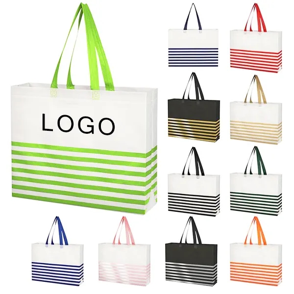 Non-woven Horizontal Stripe Tote Bag 3