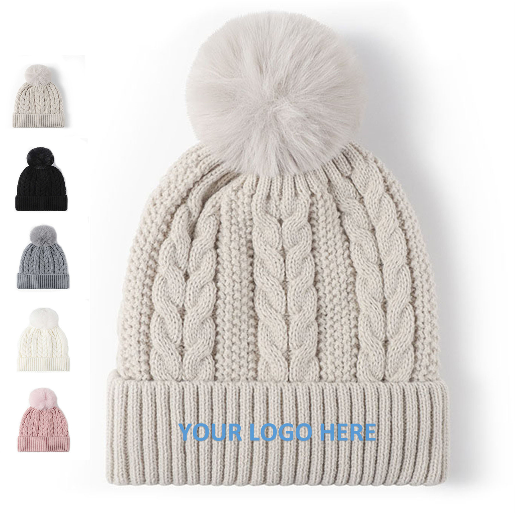 Chunky Pom Beanie Hat 2