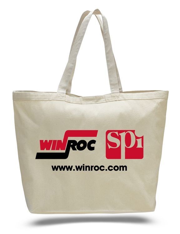 12 oz Canvas Shopping Tote Bag with Velcro Closure - 23"x17"x6"