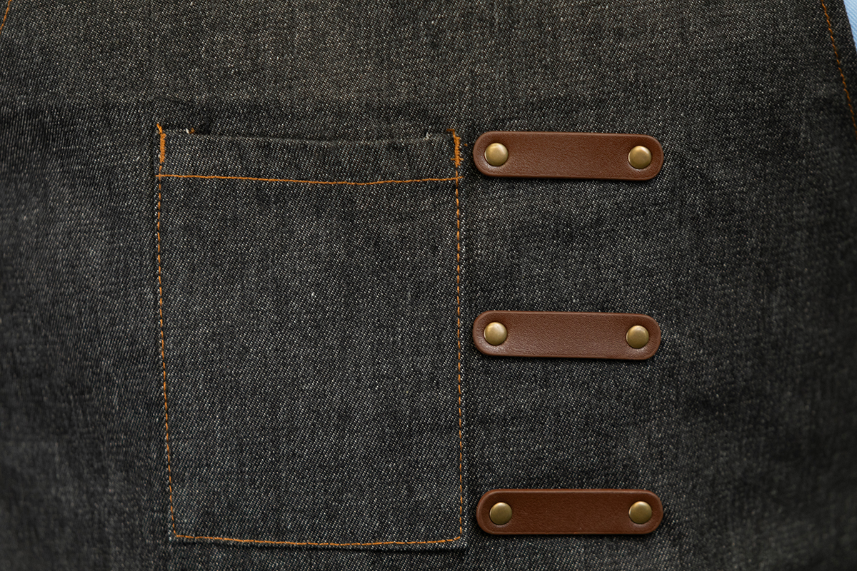 NEW Artisan Style Bib Apron - Denim with Vegan Leather 4
