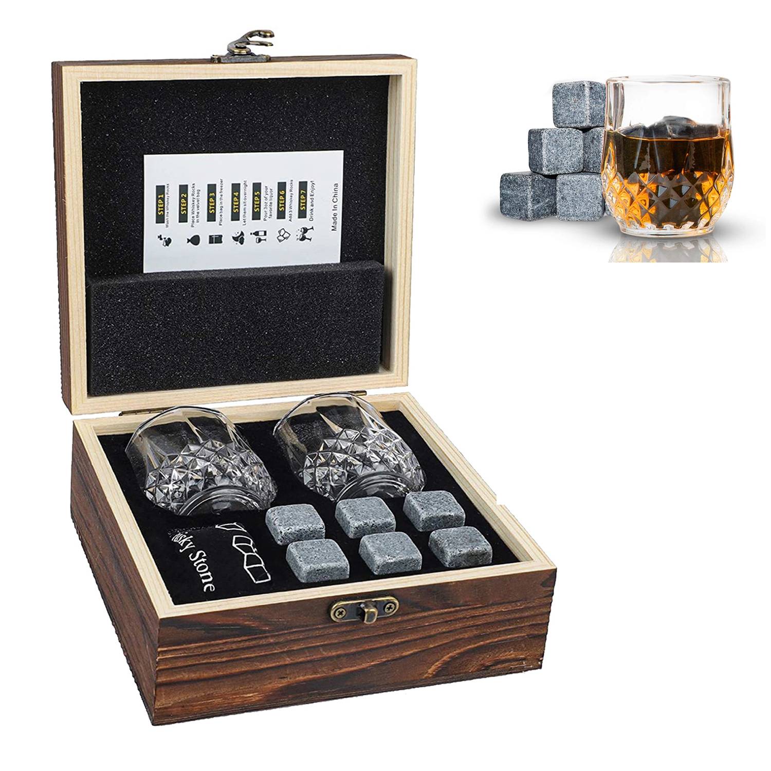 Whiskey Glass Set With Wooden Gift Box 3