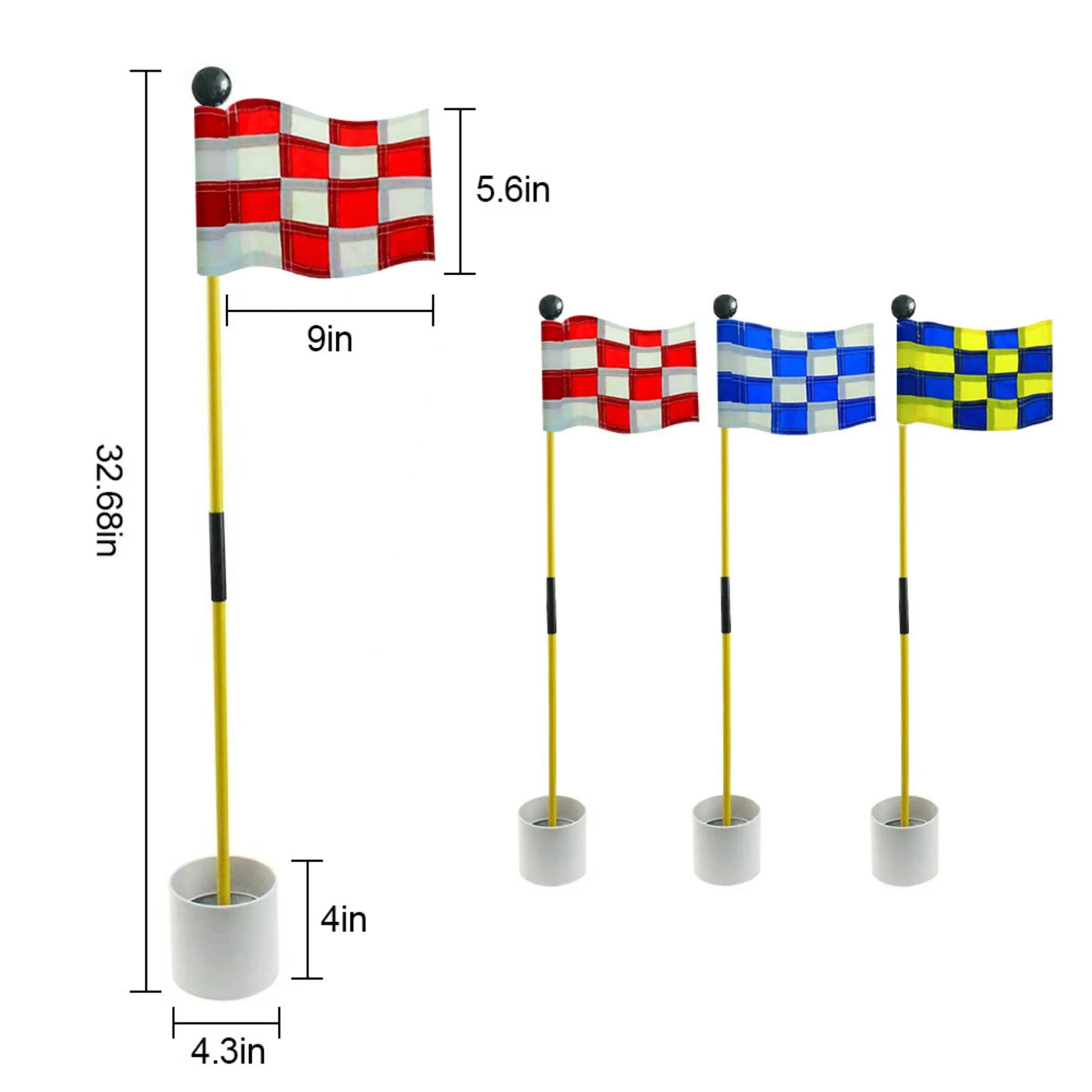 Bucket Golf Pin Flags Hole Cup Game Premium Flagstick Set 2