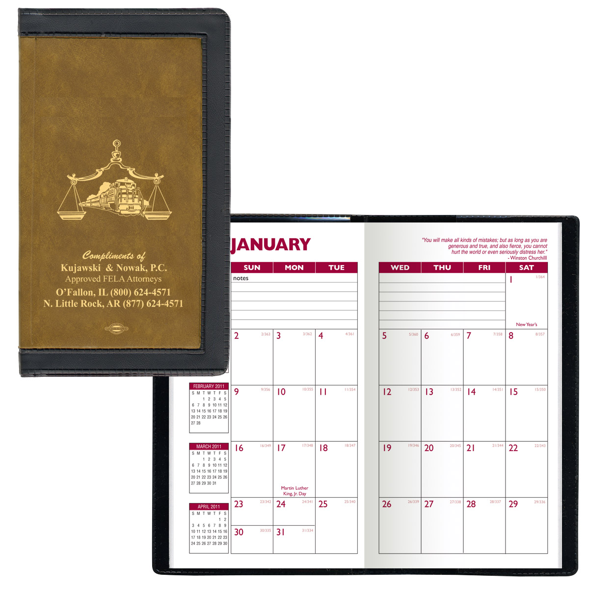 2 Tone Vinyl Cover Monthly Planner w/ 2 Color Insert 1