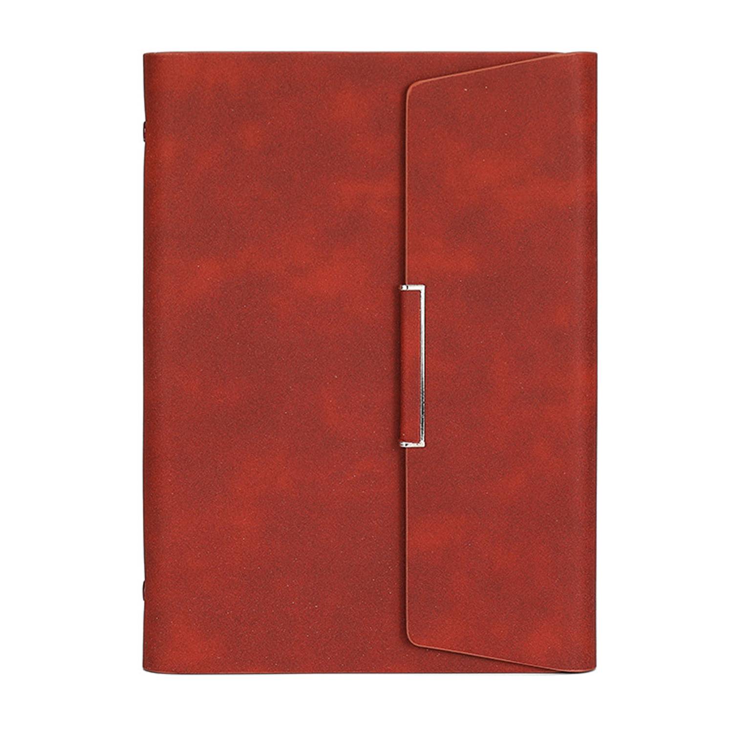 A5 PU Leather Loose Leaf Magnetic Notebook w/ Card Slots 8