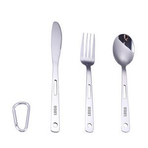 3 In 1 Stainless Steel Flatware Knife Fork Spoon Set With Pouch 7