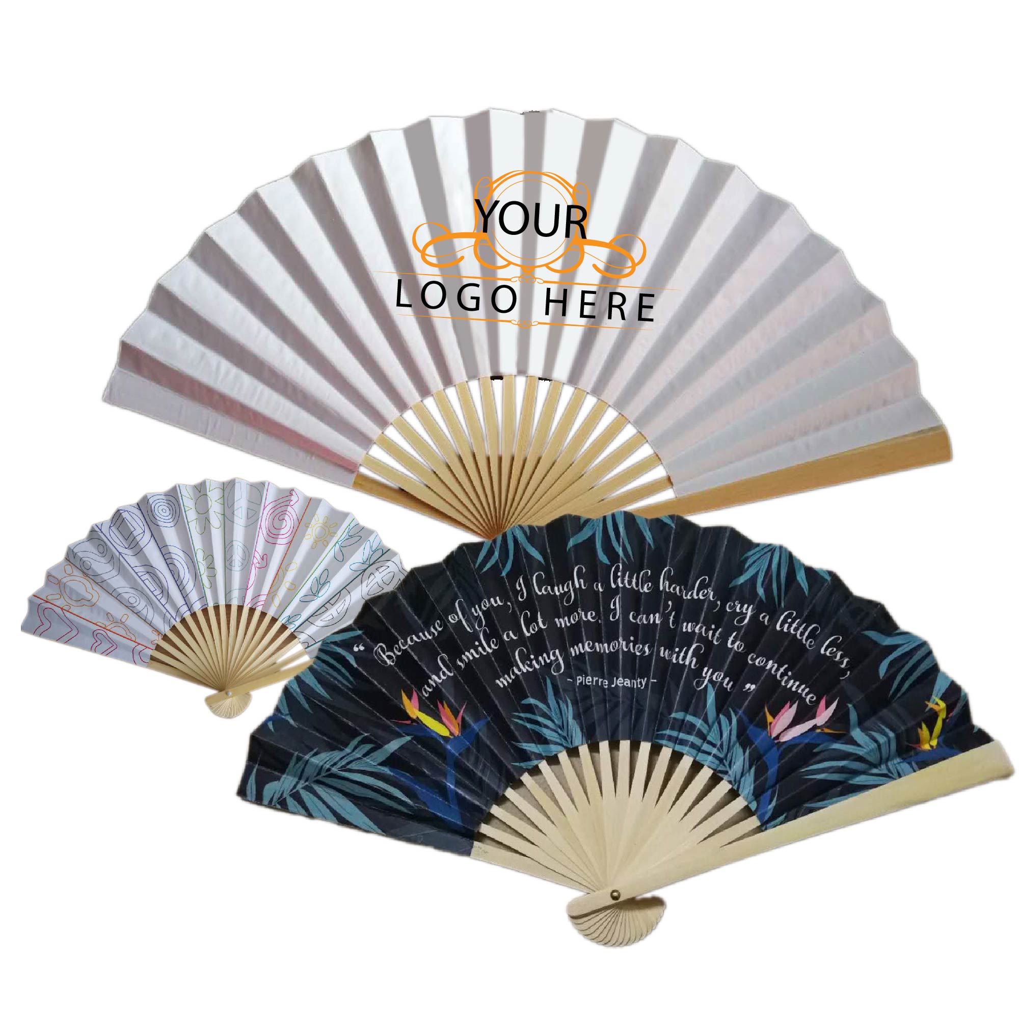 Custom Bamboo Folding Paper Hand Fan 2