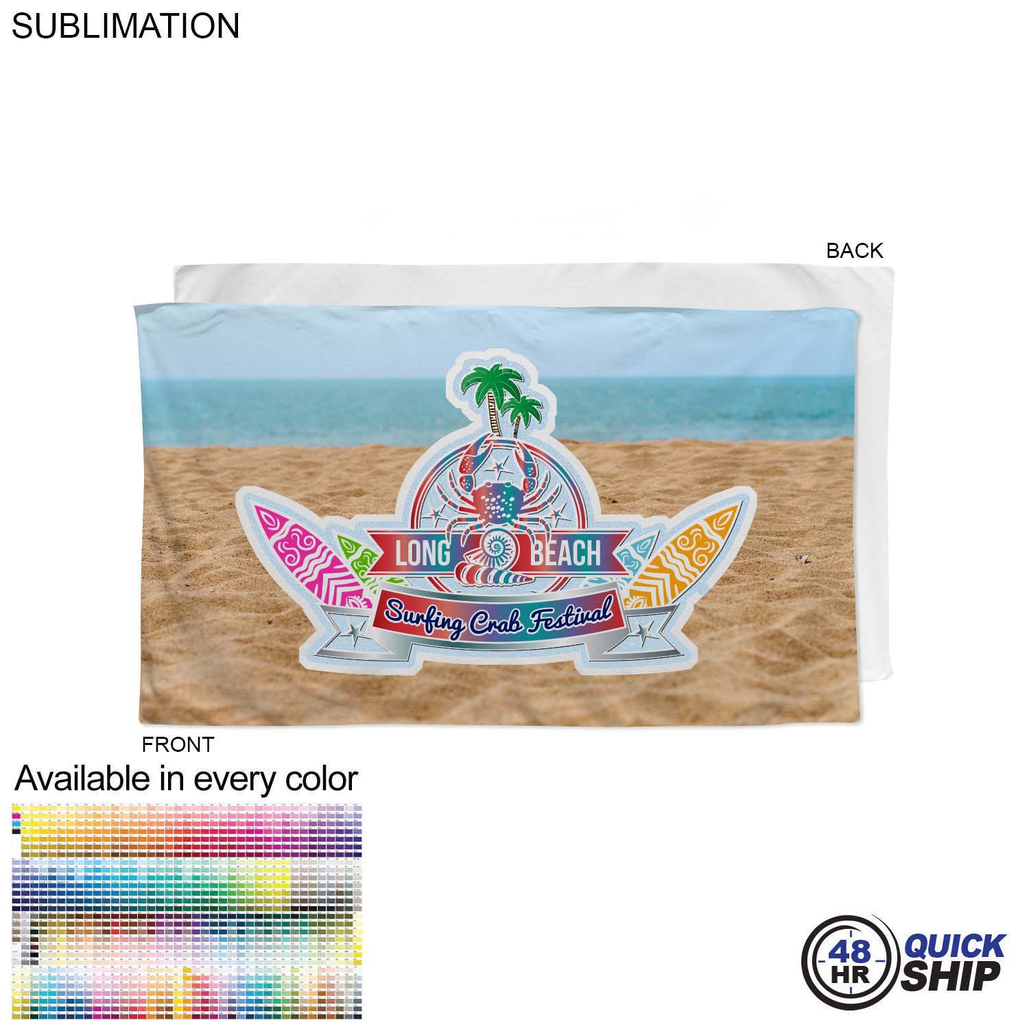 48 Hr Quick Ship - Plush and Soft Velour Terry Cotton Blend Beach Towel, 35x60 2