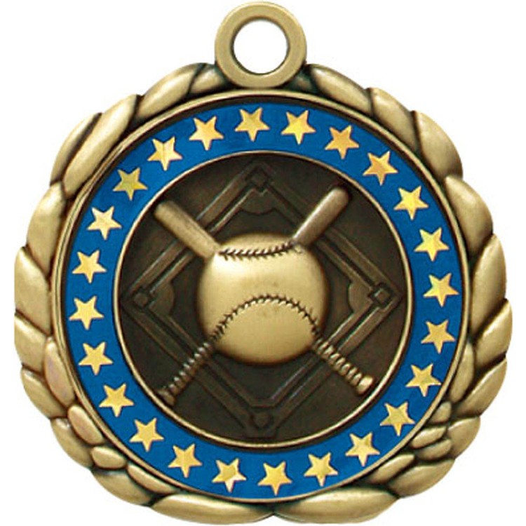 Baseball Antique Gold QCM Medallion (2-1/2")