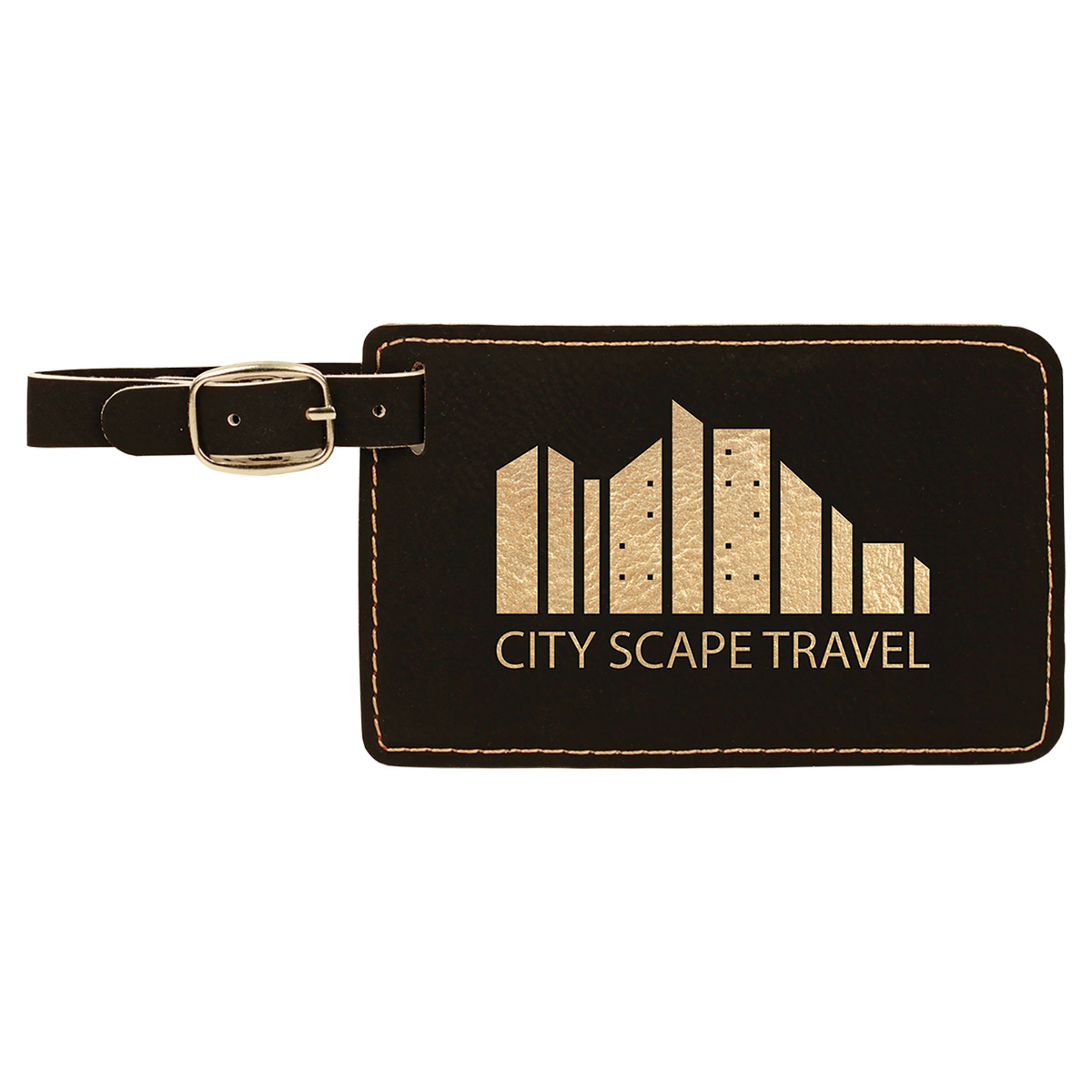 Black/Gold Leatherette Luggage Tag