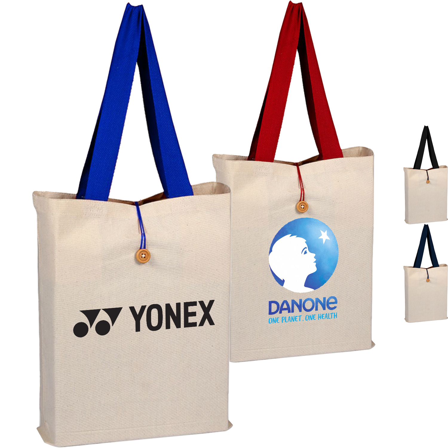 100% Cotton Canvas Qtees Buttonup Tote w/ C Handle USA Decorated (15" x 16") 2