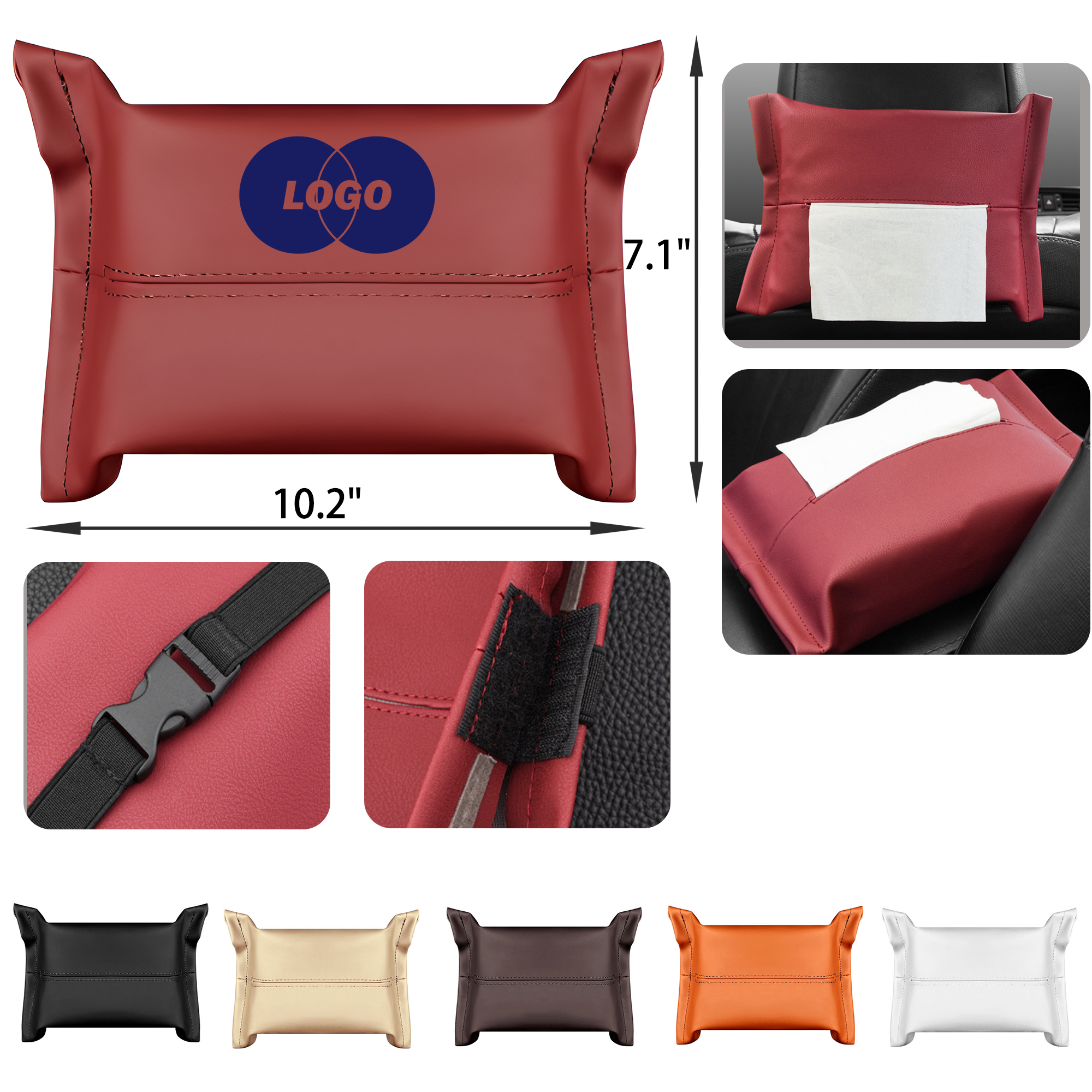 MOQ 50 PCS Luxurious Leather Car Tissue Box 2