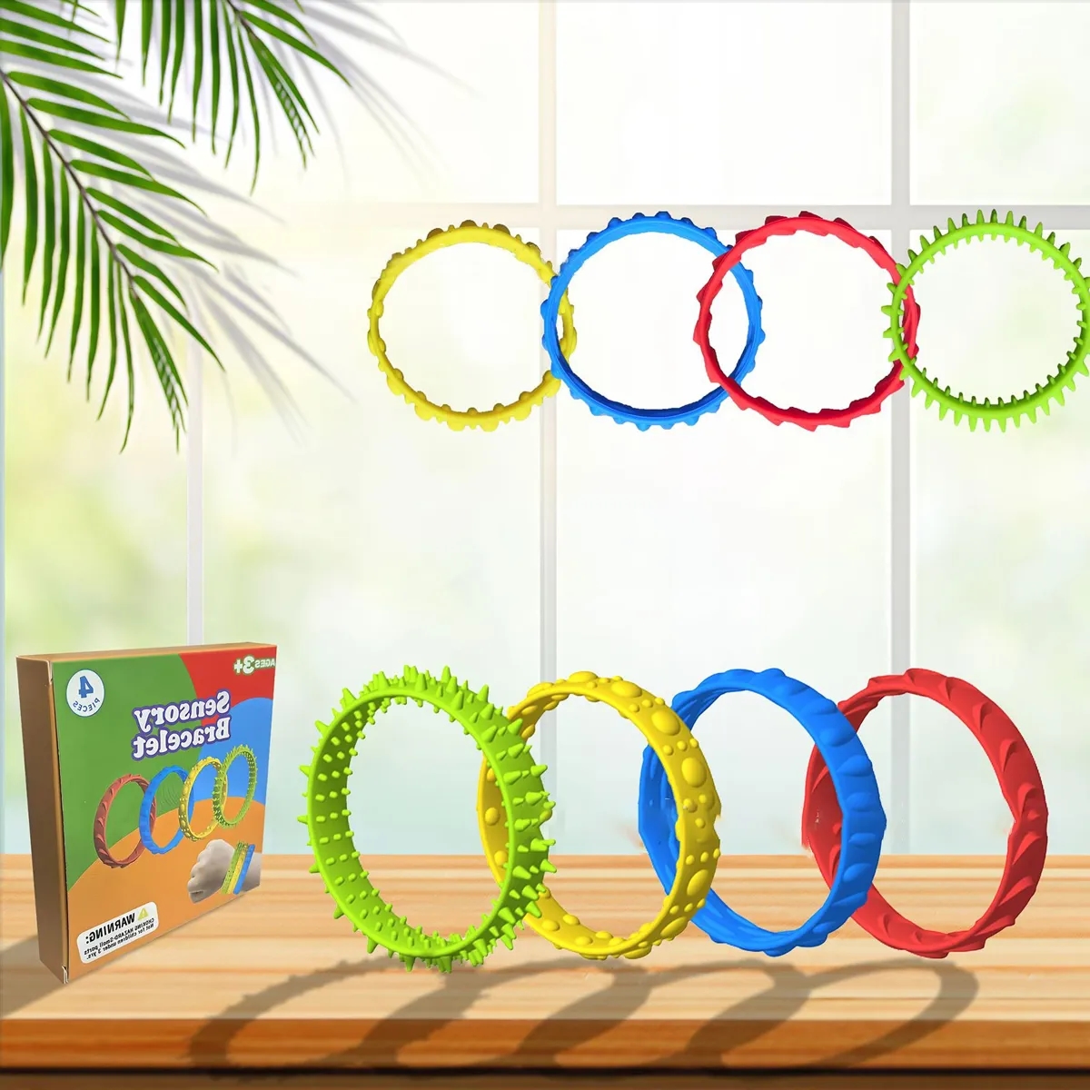 Sensory Fidget Bracelet Set With Textured Bands 6